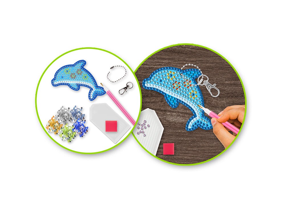 DIY Krafty Kids Dolphin Diamond Art Keychain Facet Bead Craft Kit