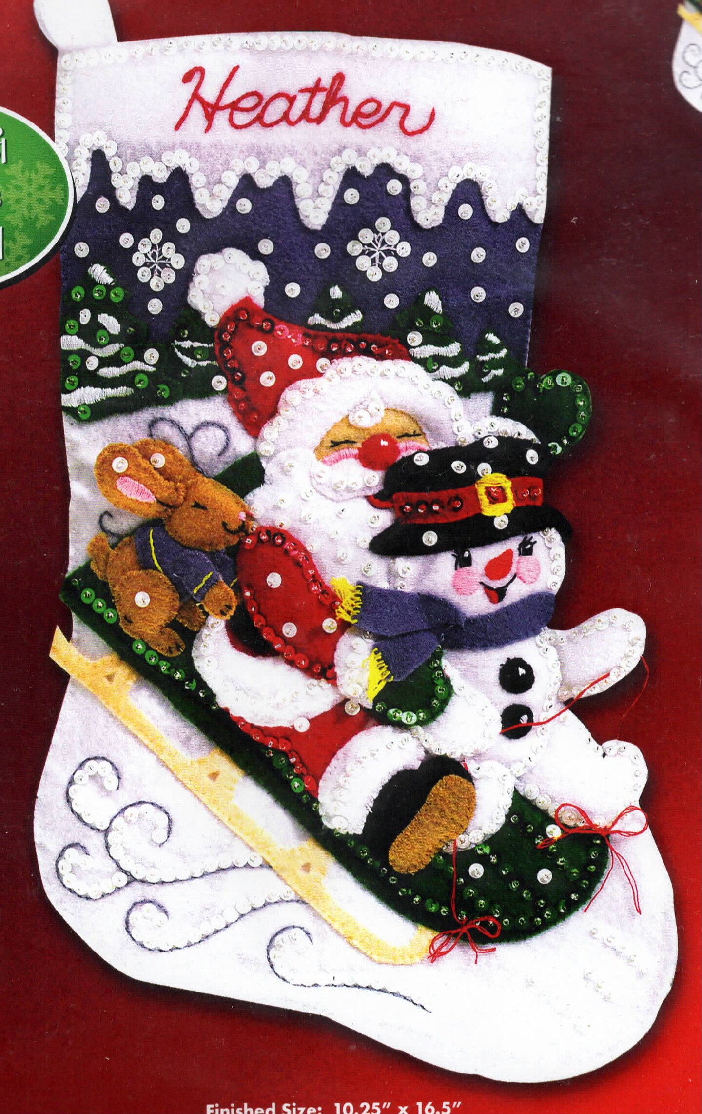 DIY Janlynn Christmas Fun Santa Snowman Holiday Sled Felt Stocking Kit