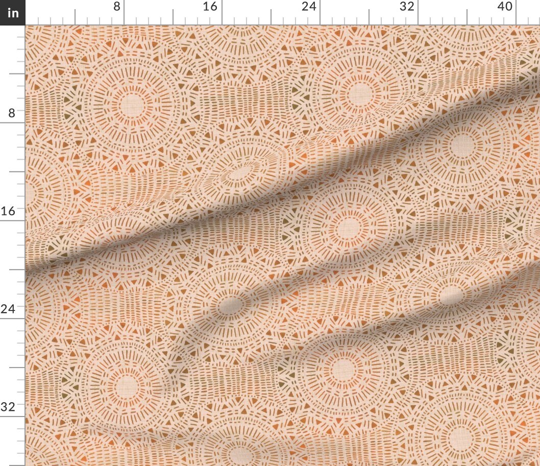 Abstract Boho Rustic Eclectic Bohemian Linen Mandala Boho Terracotta Distressed Geometric Triangles Lines Circles Shapes Modern Pink Brown Dots Custom Printed Fabric by Spoonflower Various Fabrics by the Yard or Fat Quarter