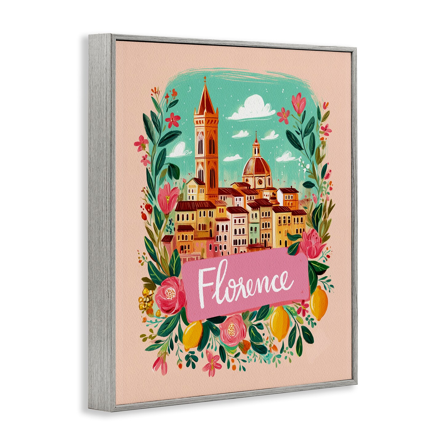 Stupell Industries Floral Bordered Florence Framed Giclee, design by Yen