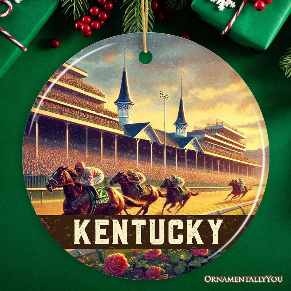 Iconic Kentucky Horse Racing Ornament, Churchill Downs Christmas Gift and Derby Heritage Decor