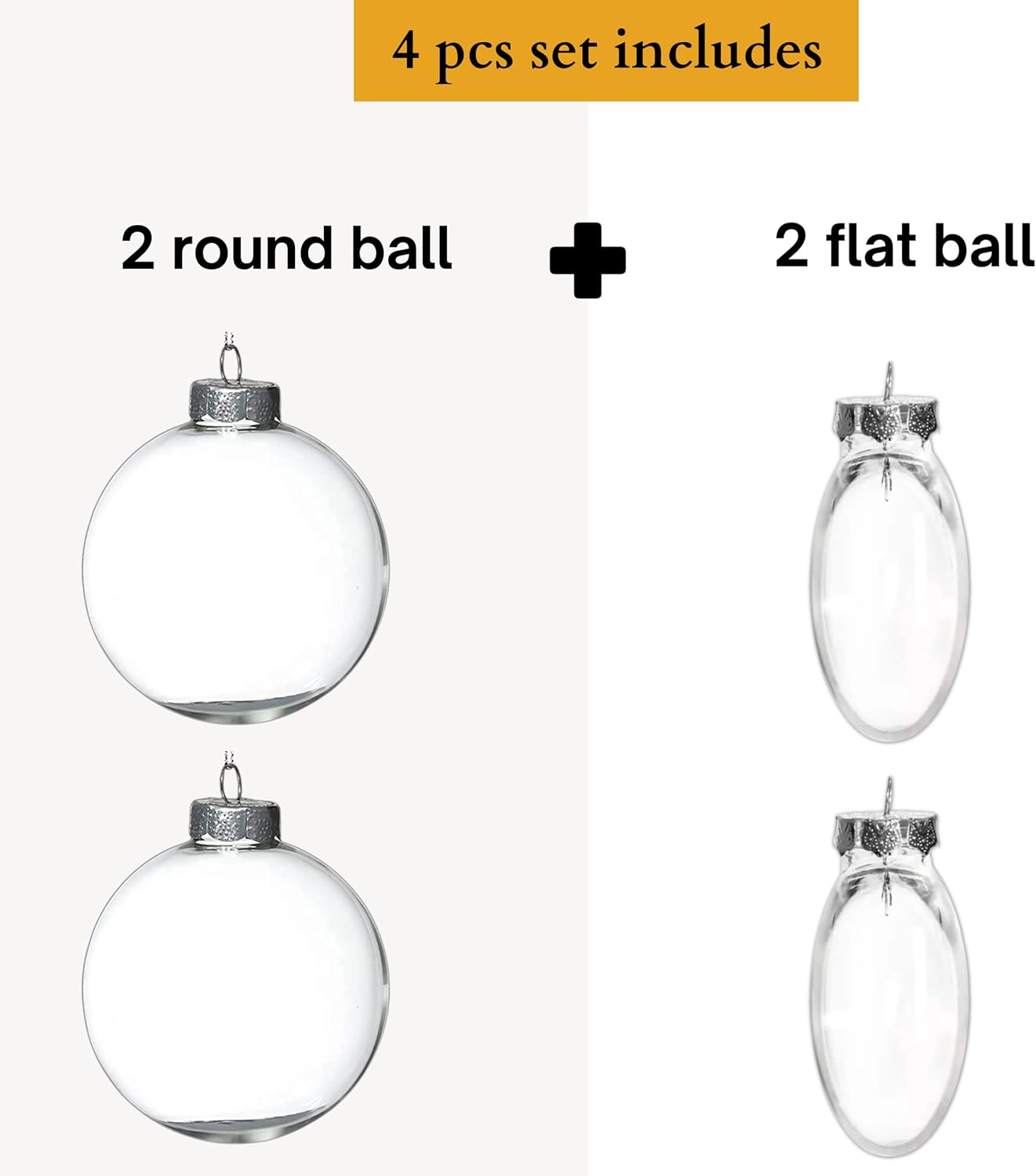 4E's Novelty 12 Pack Clear Glass Flat Disc Ornaments, 3.15" (80mm) Fillable DIY Craft Ornaments with Removable Tops, Transparent Glass Discs for Christmas Tree Decorations