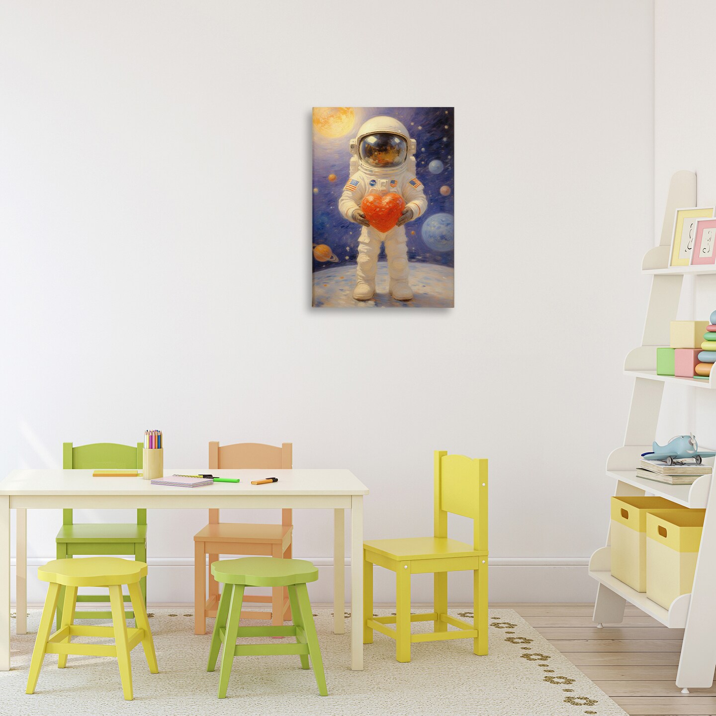 Stupell Industries Astronaut Holding Heart Canvas, design by Angie Hawke