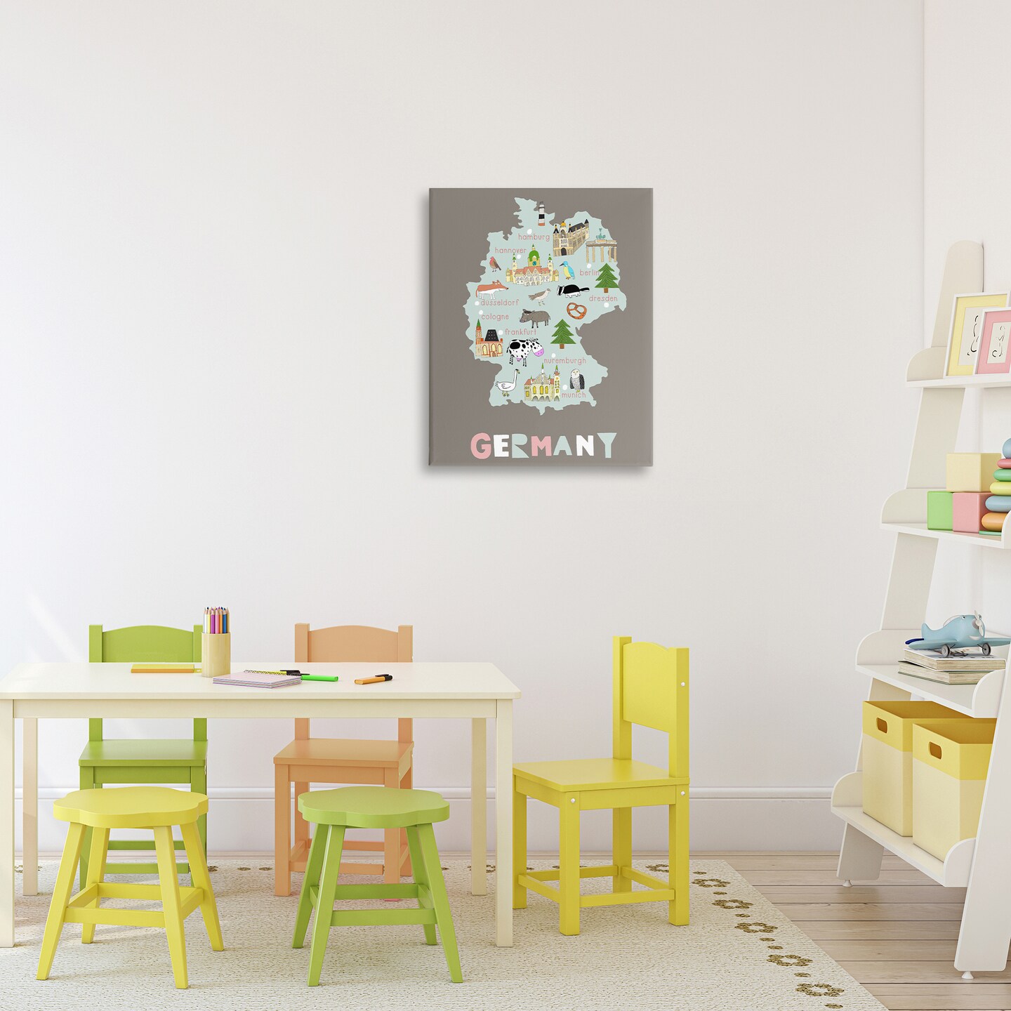 Stupell Industries Kid's Map of Germany Canvas, design by Carla Daly