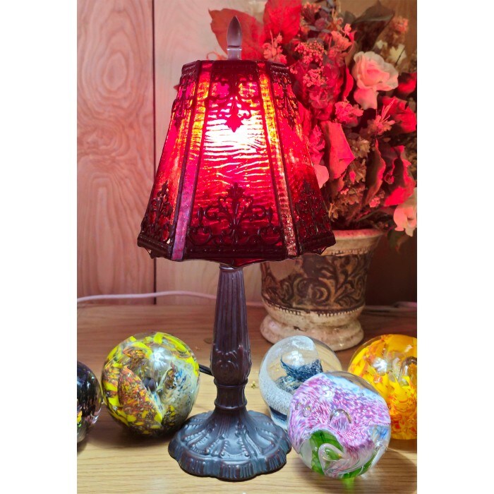 Gothic Boudoir Genuine Stained Glass Shade & Lamp Base - Perfect for a Living Room, Bedroom, Office, & More
