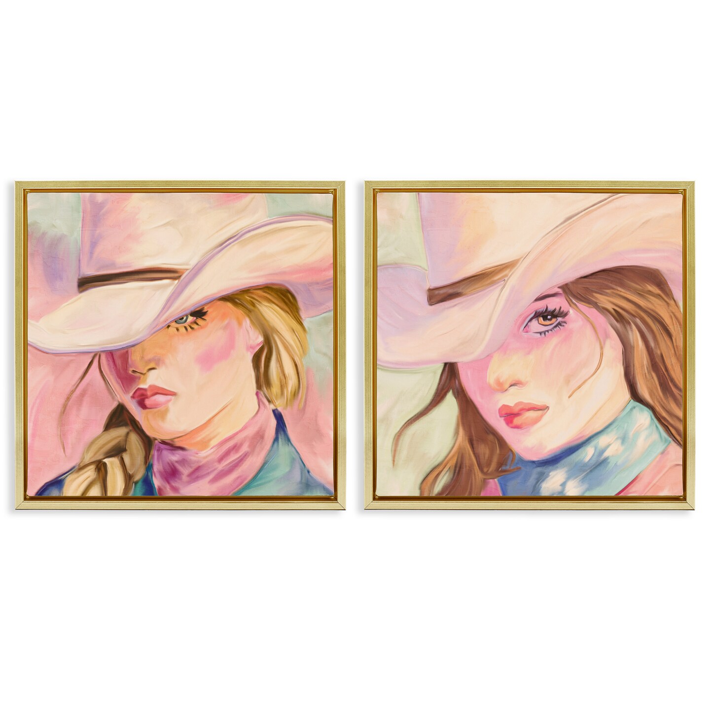 Stupell Industries Pastel Cowgirls Gazing 2pc Floating Frame Set, design by Kim Allen