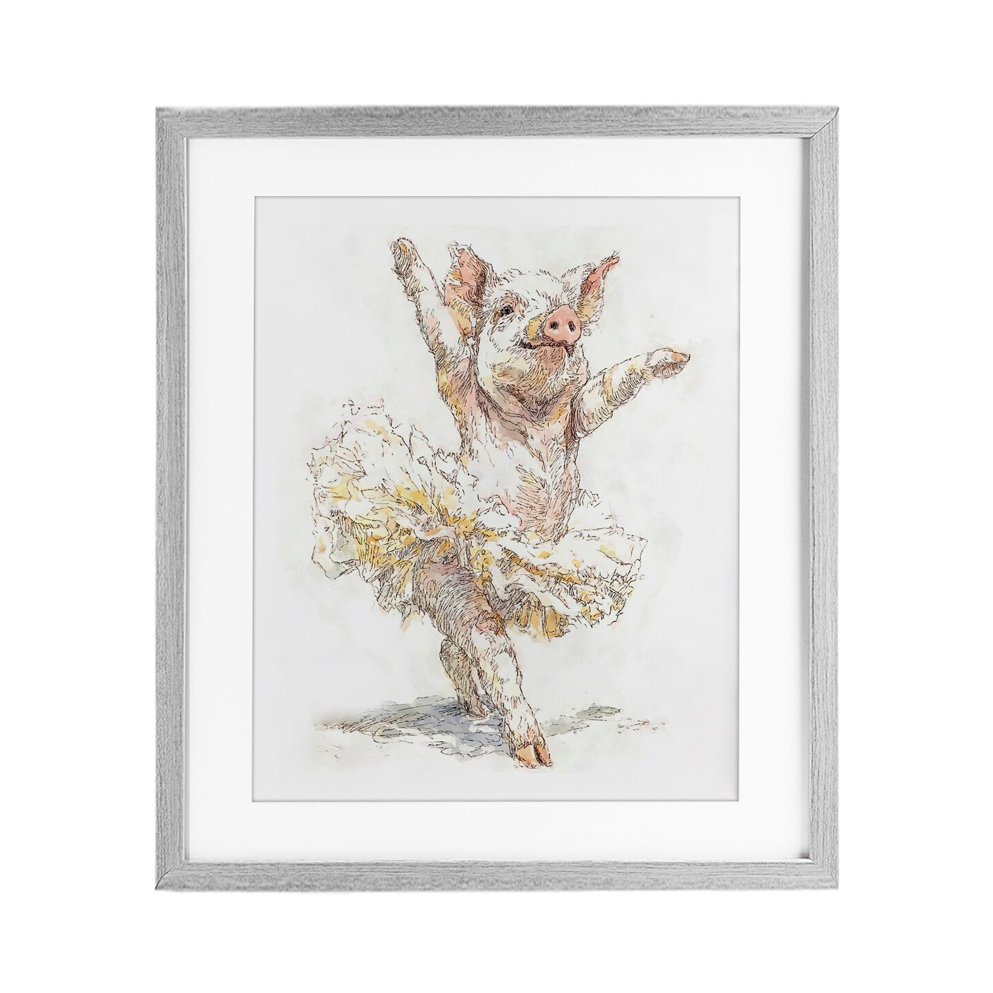 Stupell Industries Ballet Pig Tutu Framed Print Under Glass, design by Ziwei Li