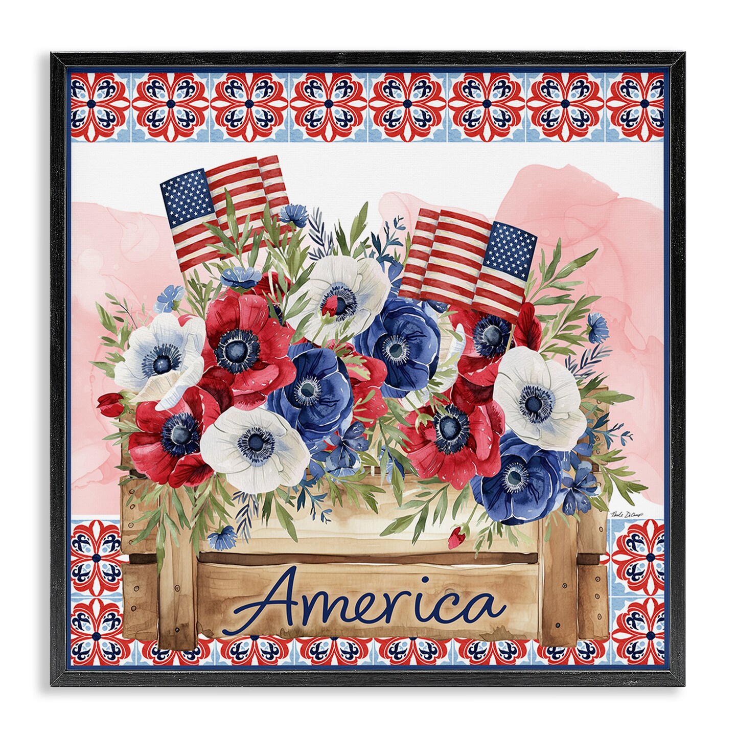 Stupell Industries Patriotic Poppies Bouquet Framed Giclee, design by Nicole DeCamp