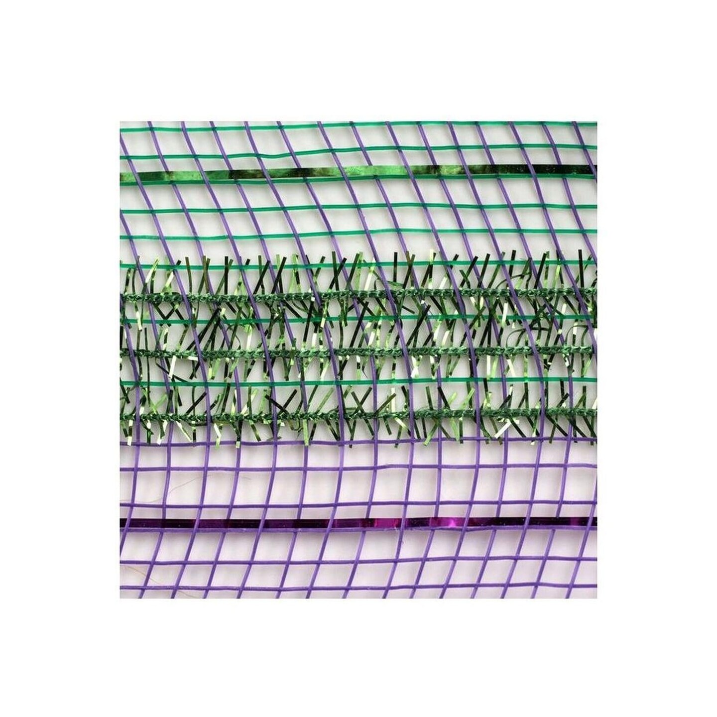 10.25" Poly Deco Tinsel Mesh Ribbon: Mardi Gras Stripe (10 Yards)