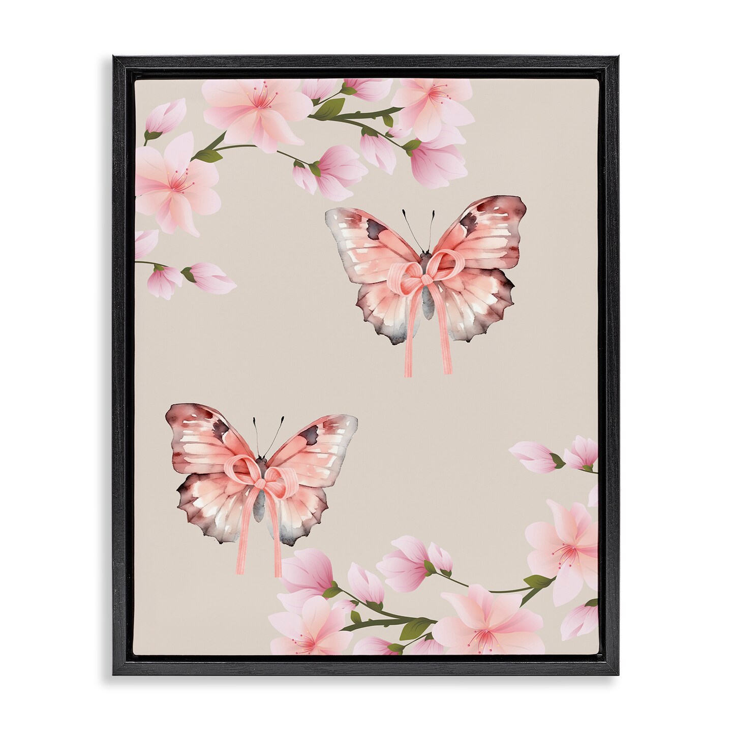 Stupell Industries Butterflies In Bows Floating Frame, design by Jesse Keith