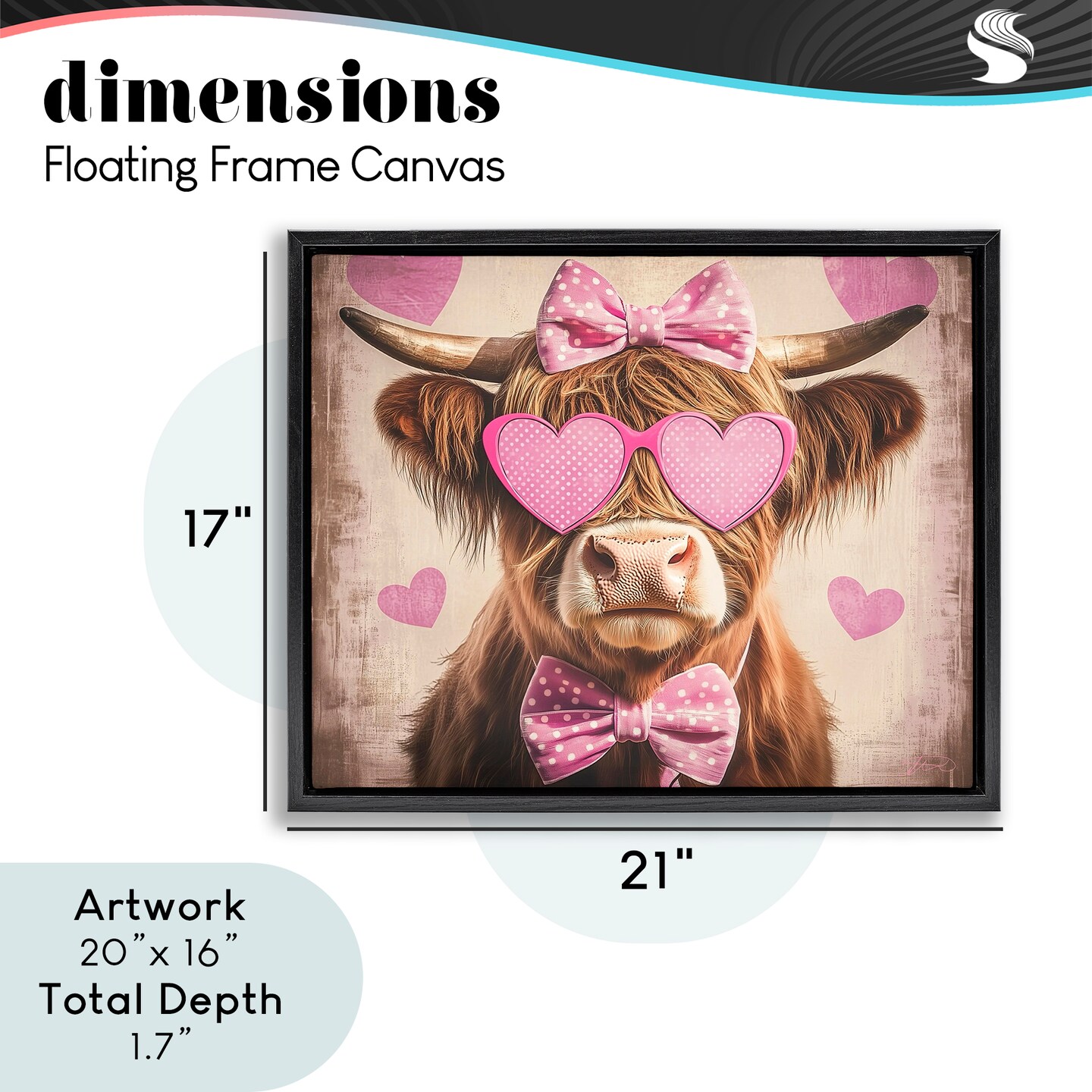 Stupell Industries Cute Cattle Pink Hearts Floating Frame, design by Shawna Stewart