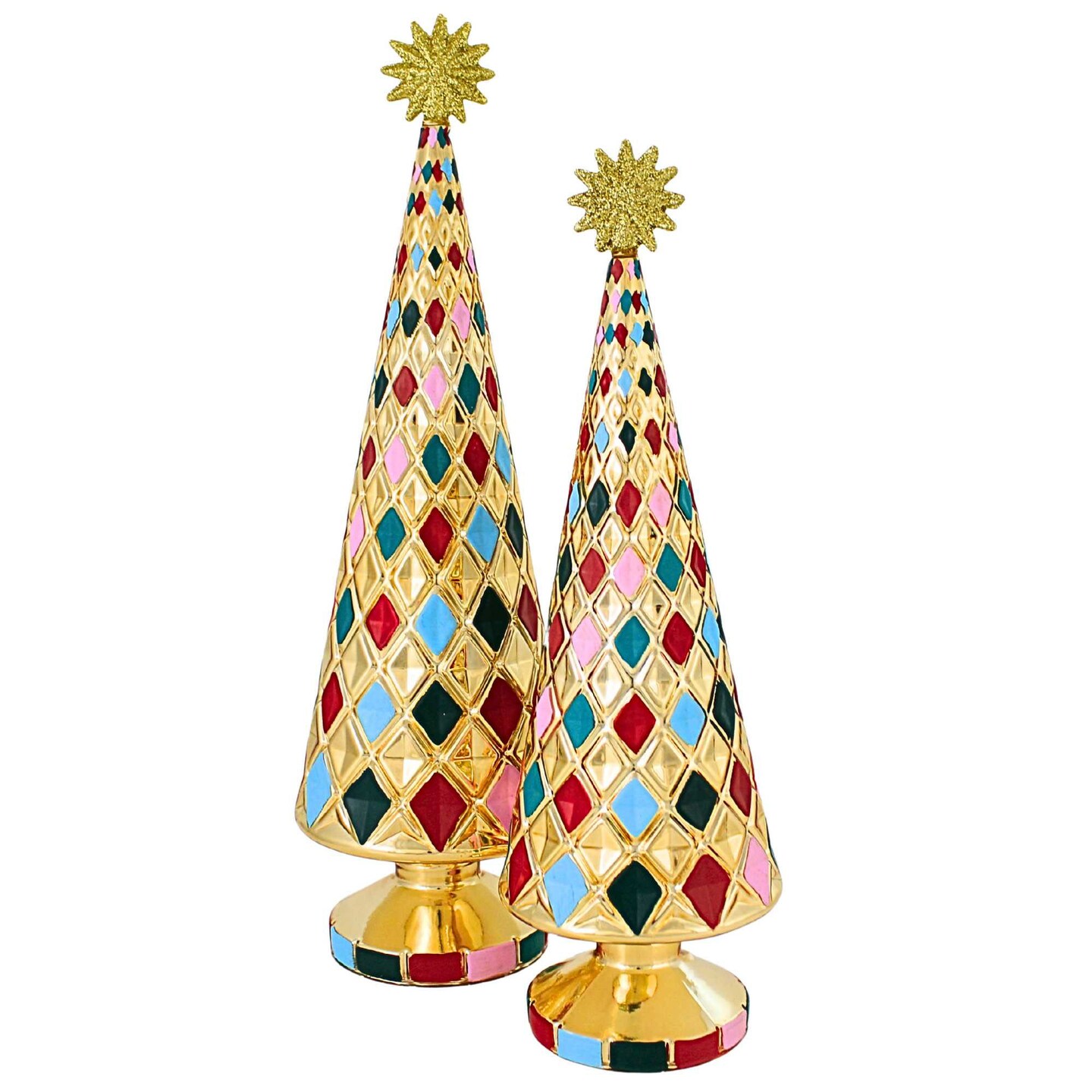 Cody Foster 14.5 Inch Stacked Diamond Trees Christmas Decorative Tree Set , Lightweight Christmas Decor Christmas