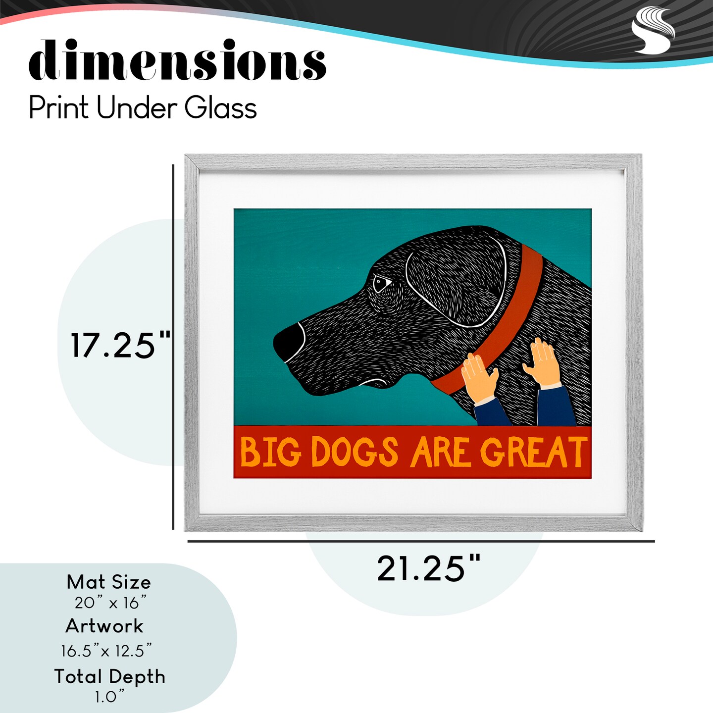 Stupell Industries Big Dogs Are Great Framed Print Under Glass, design by Stephen Huneck