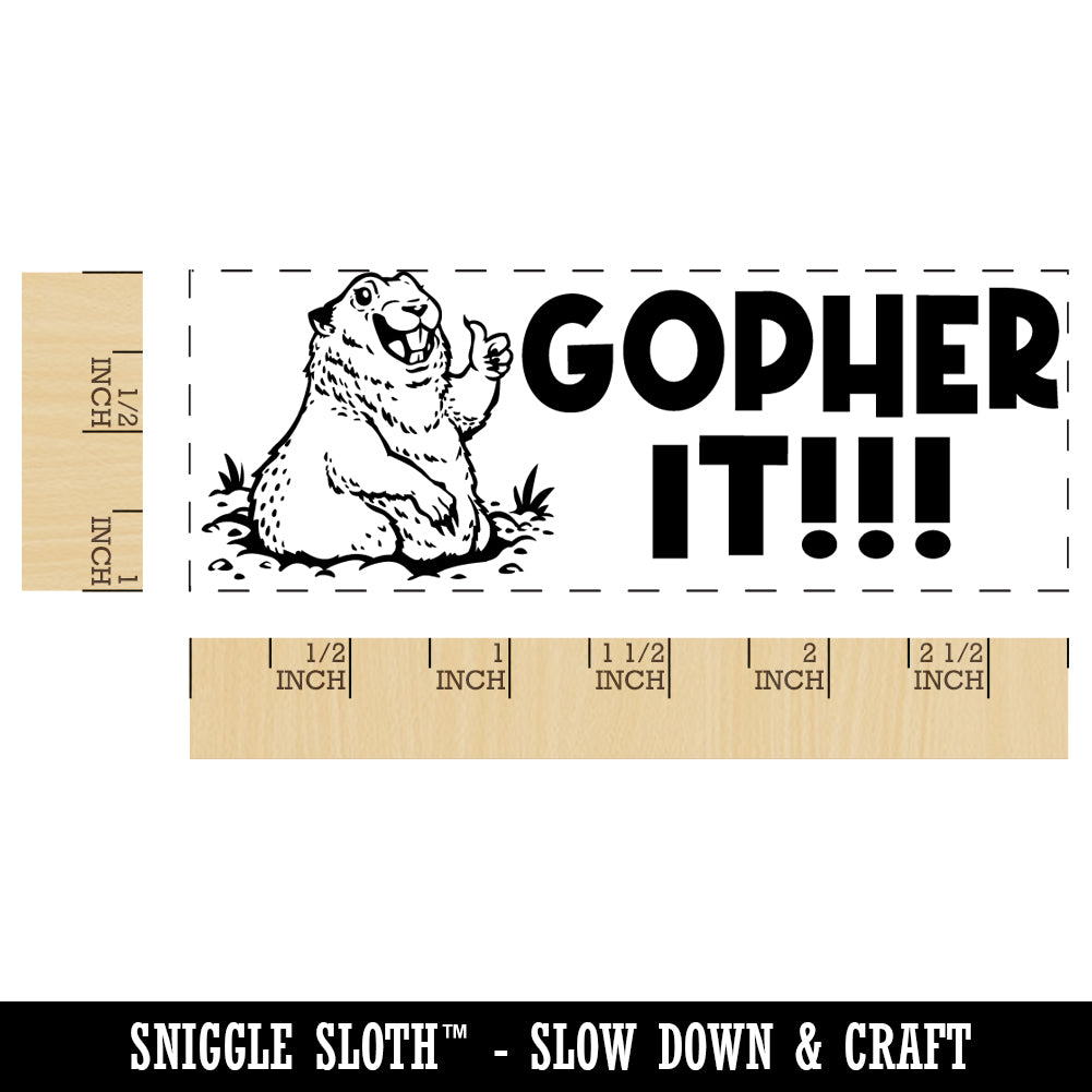 Gopher Go For it Teacher Student School Self-Inking Rubber Stamp Ink Stamper