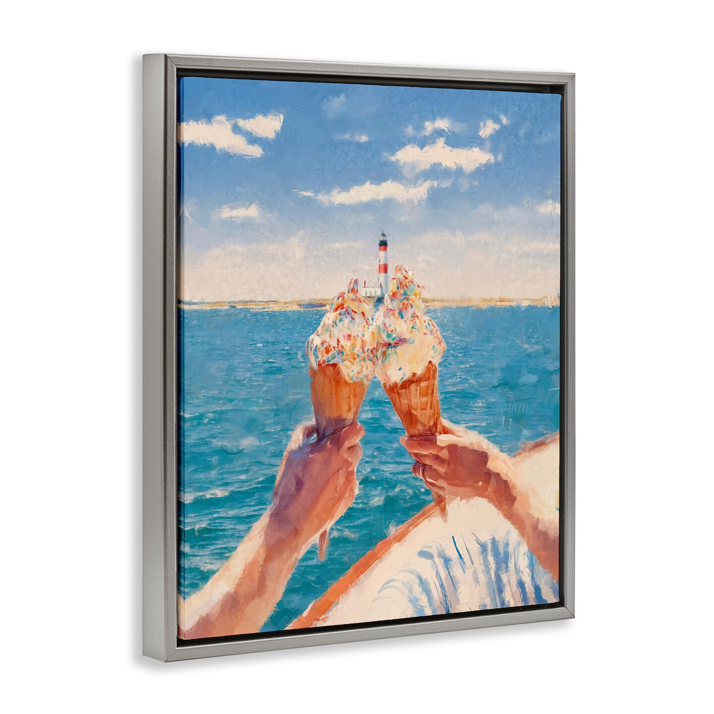 Stupell Industries Ice Cream Cheers on Boat Floating Frame, design by Ziwei Li