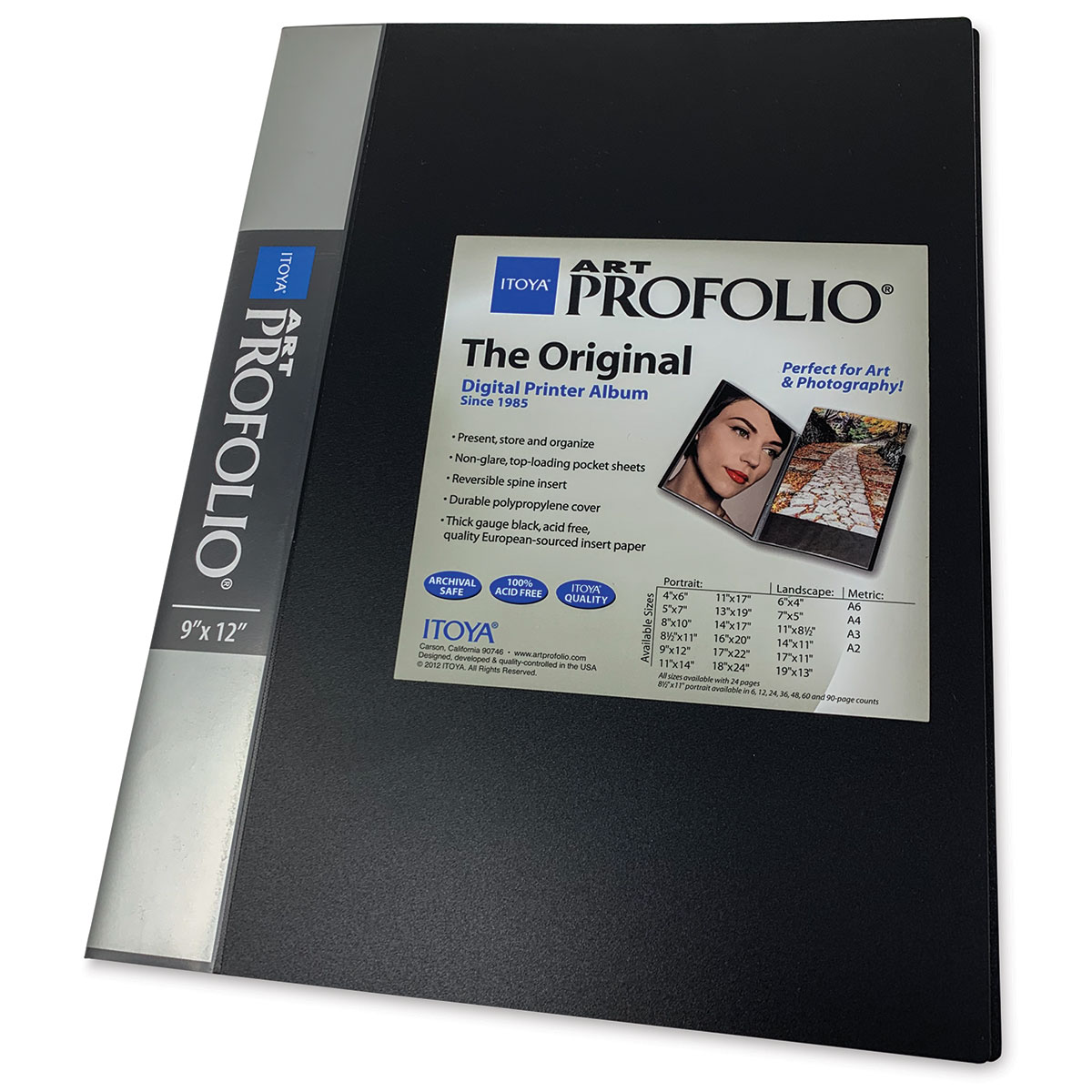 Itoya Original Art Profolio - 12" x 9", Black, Portrait, 24 Pages
