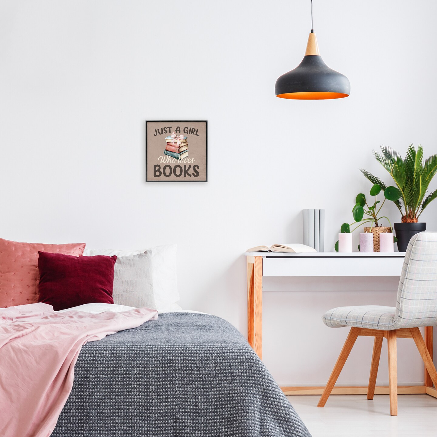 Stupell Industries Just A Girl Who Loves Books Framed Giclee, design by Kim Allen