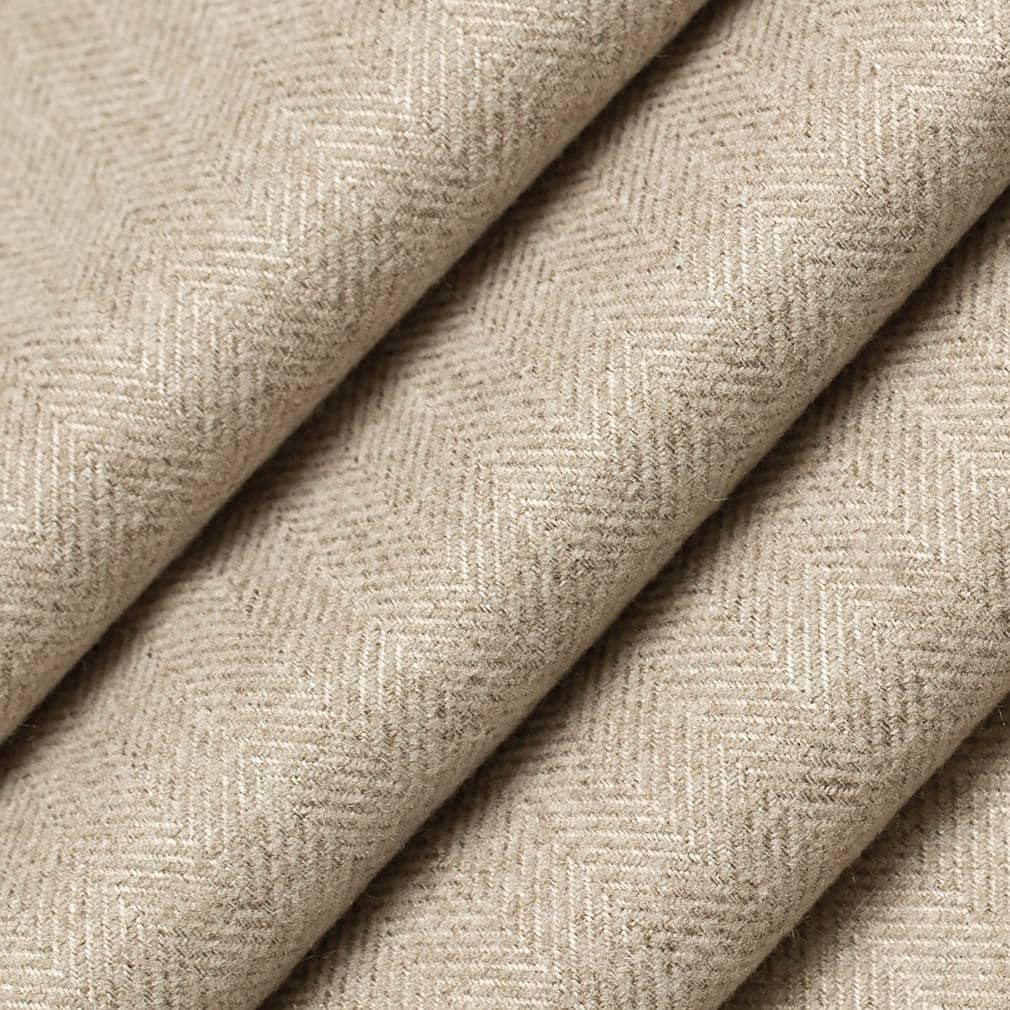 Natural Herringbone Small Scale Woven Pattern Upholstery Fabric by The Yard - SKU: Atrium Burlap