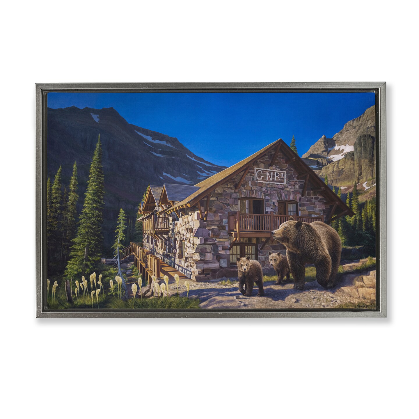 Stupell Industries Forest Cabin & Bears Floating Frame, design by James Corwin
