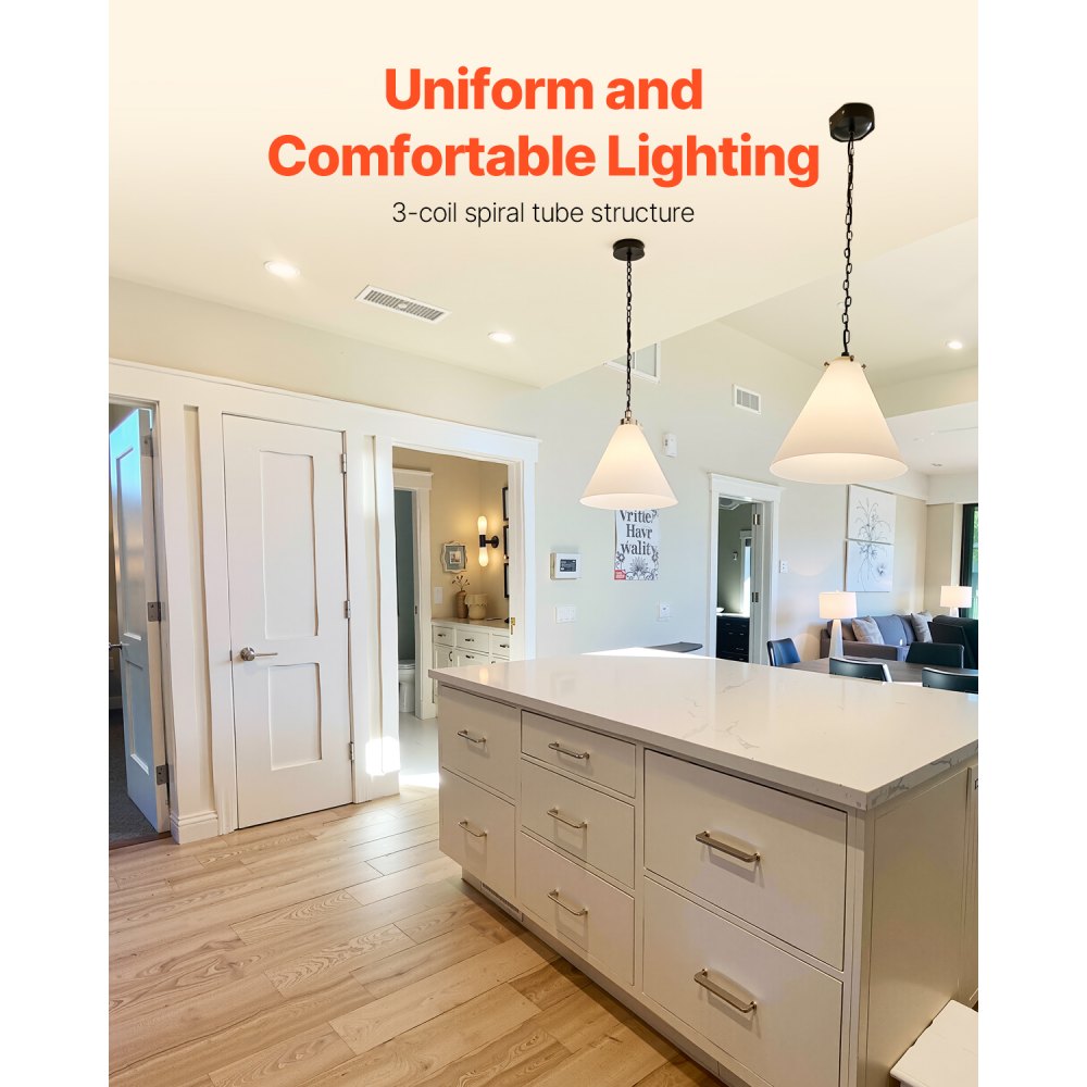 4-Pack CFL Light Bulbs, 13W, 2700K Warm Light, 900lm, Twist & Lock