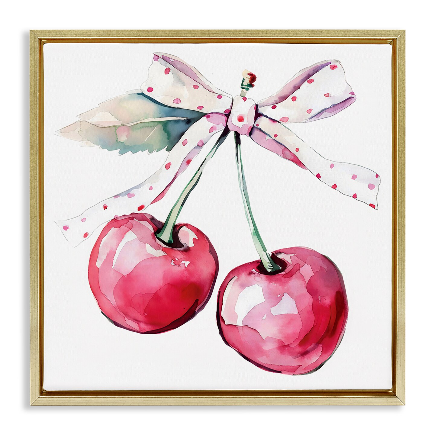 Stupell Industries Whimsical Cherries with Dotted Ribbon Floating Frame, design by Creative Studio