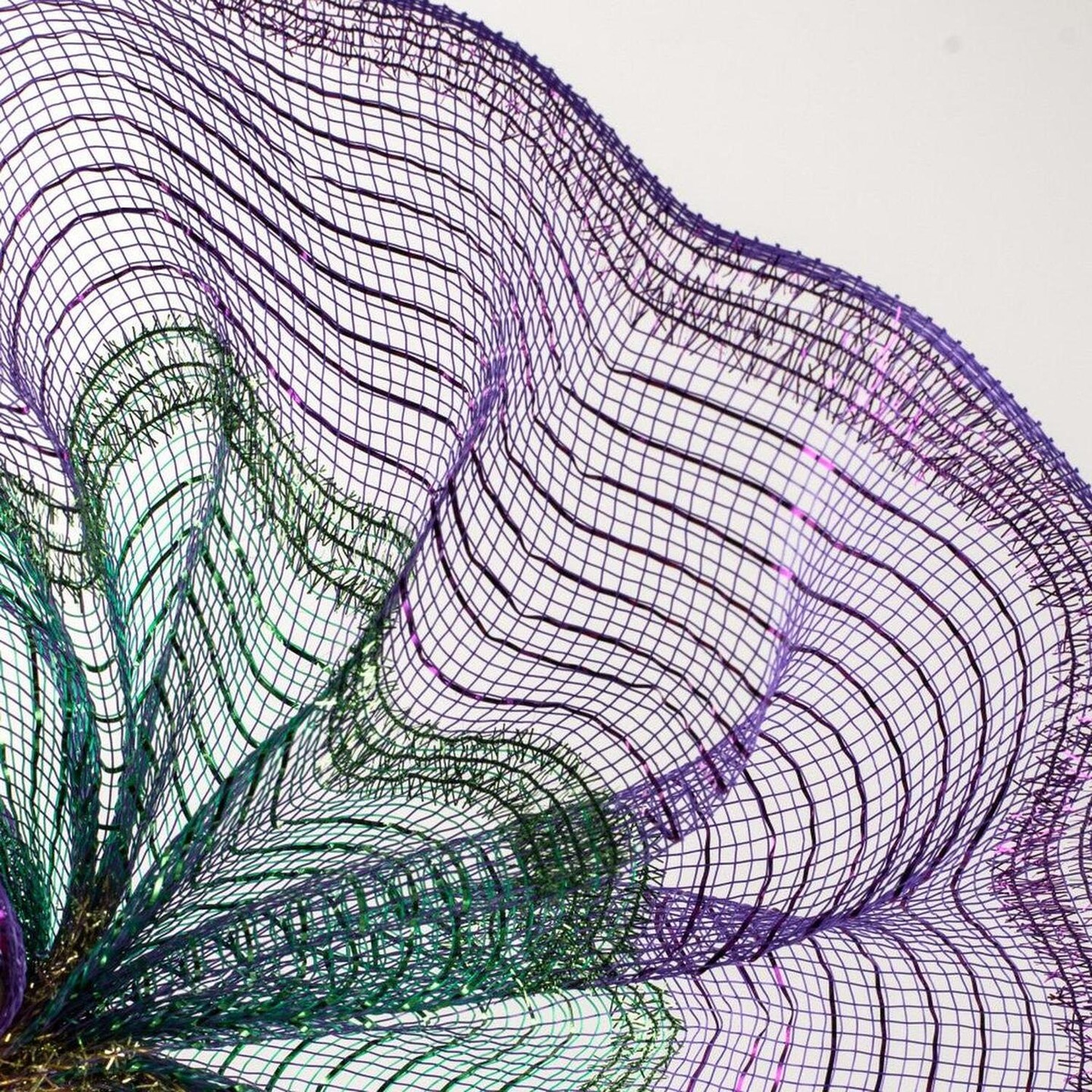 10.25" Poly Deco Tinsel Mesh Ribbon: Mardi Gras Stripe (10 Yards)