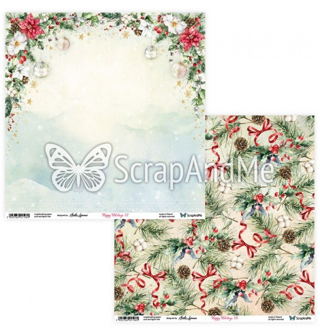 ScrapAndMe “Happy Holidays” 12×12 Scrapbook Paper Pack | 5 Double-Sided Sheets | Christmas Crafts