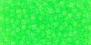 Toho 11/0 Round Japanese Seed Bead, TR11-805F, Luminous Neon Green Frost