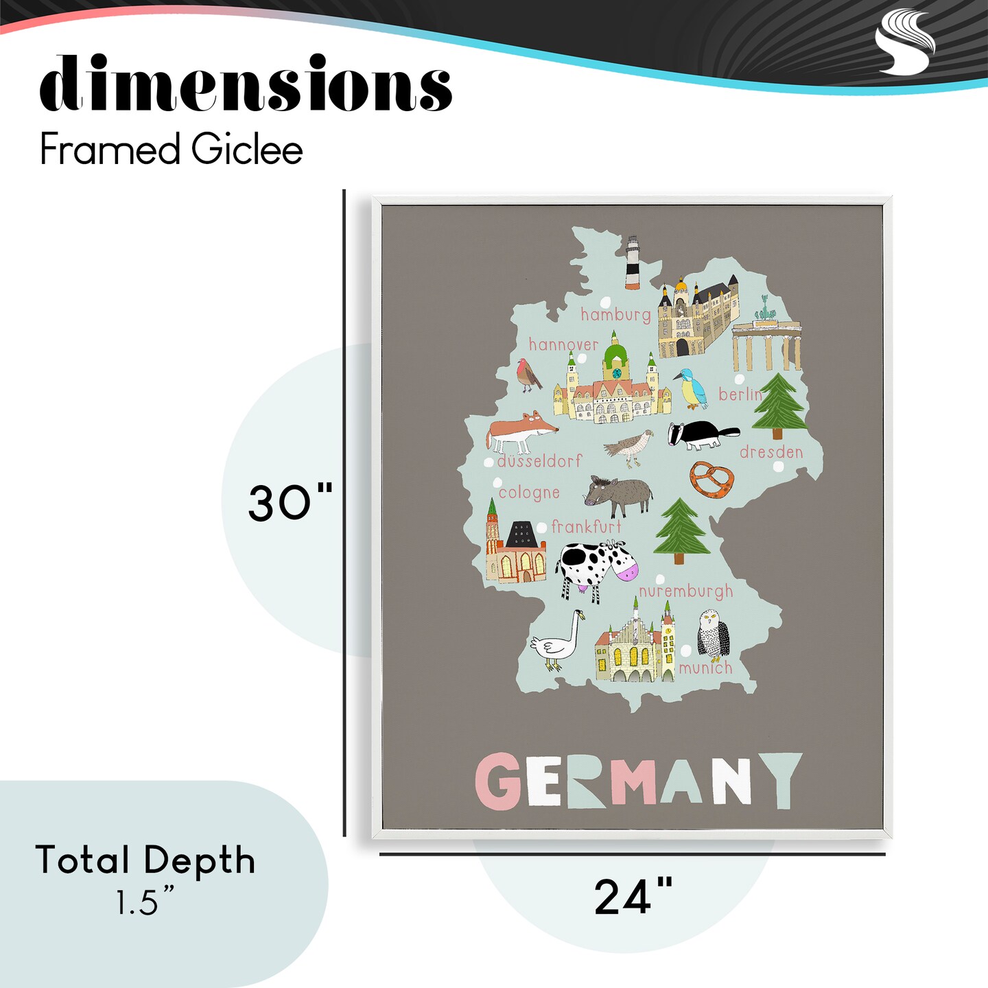 Stupell Industries Kid's Map of Germany Framed Giclee, design by Carla Daly