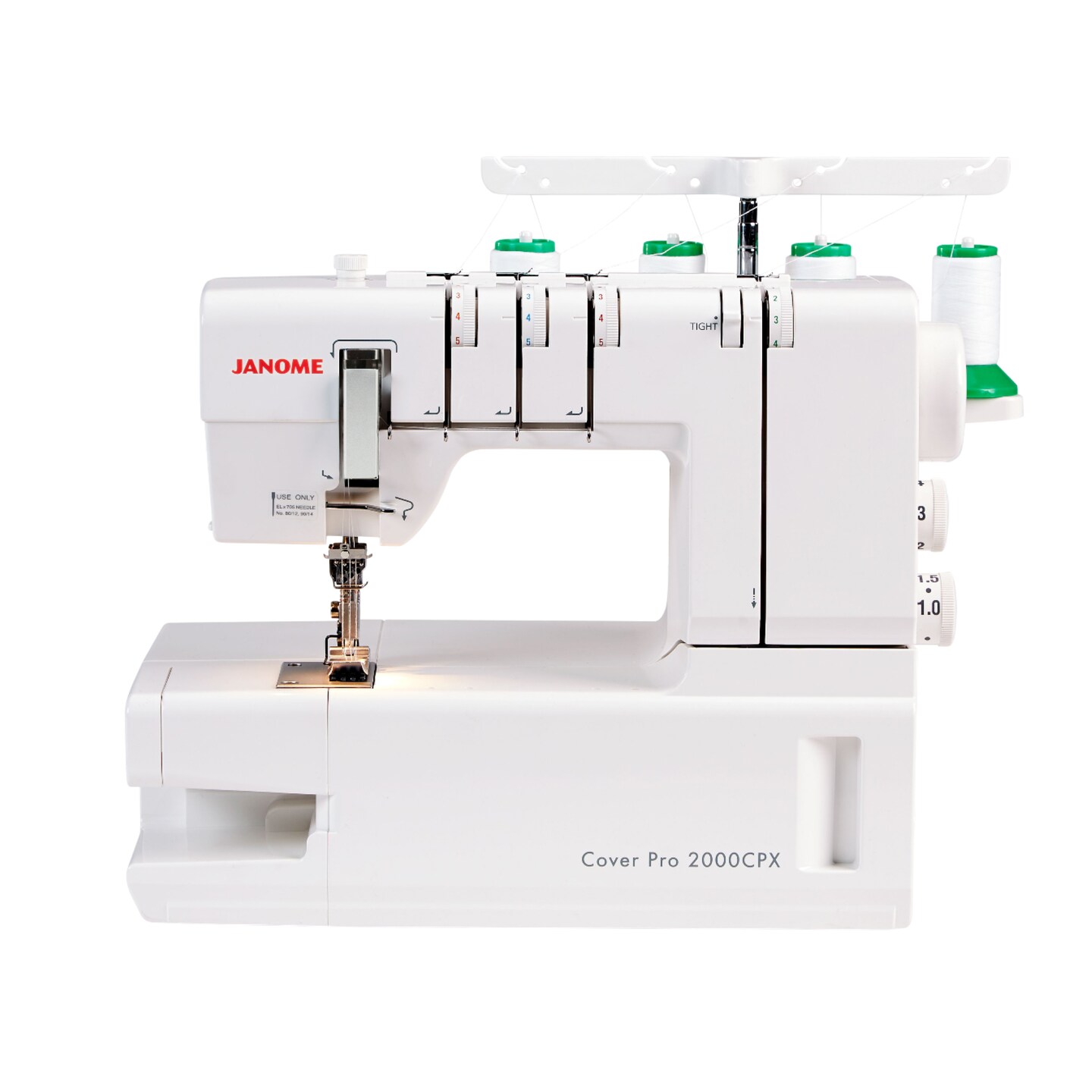 Janome CoverPro 2000CPX Coverstitch Machine with STS TLC Free Arm 1000SPM Sewing