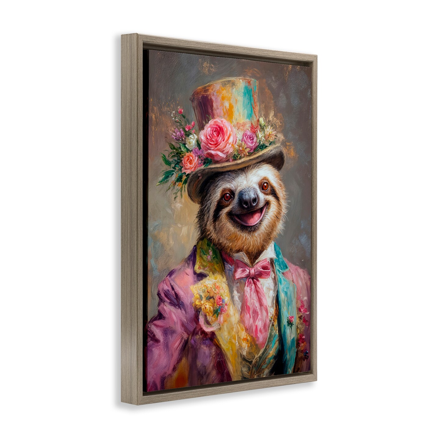 Stupell Industries Victorian Sloth Portrait Floating Frame, design by Wumples