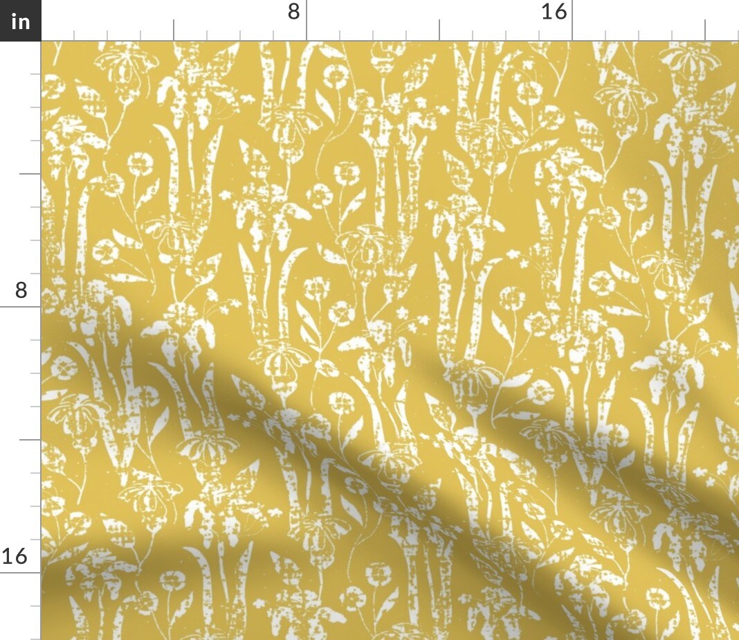 Floral Farmhouse Yellow Sunshine Custom Printed Fabric by Spoonflower Various Fabrics by the Yard or Fat Quarter