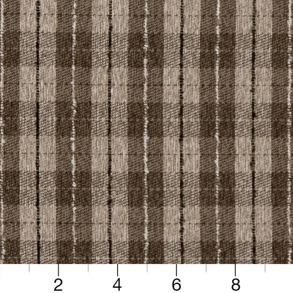 Brown Stain Resistant Performance Pet Friendly Plaid Woven Pattern Upholstery Fabric by The Yard - SKU: Myrtle Cocoa
