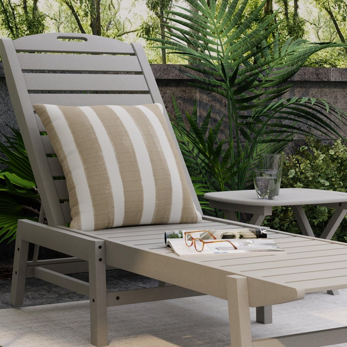 Natural Stain Resistant Performance Pet Friendly Stripe Print Upholstery Fabric by The Yard - SKU: Michaela Dove