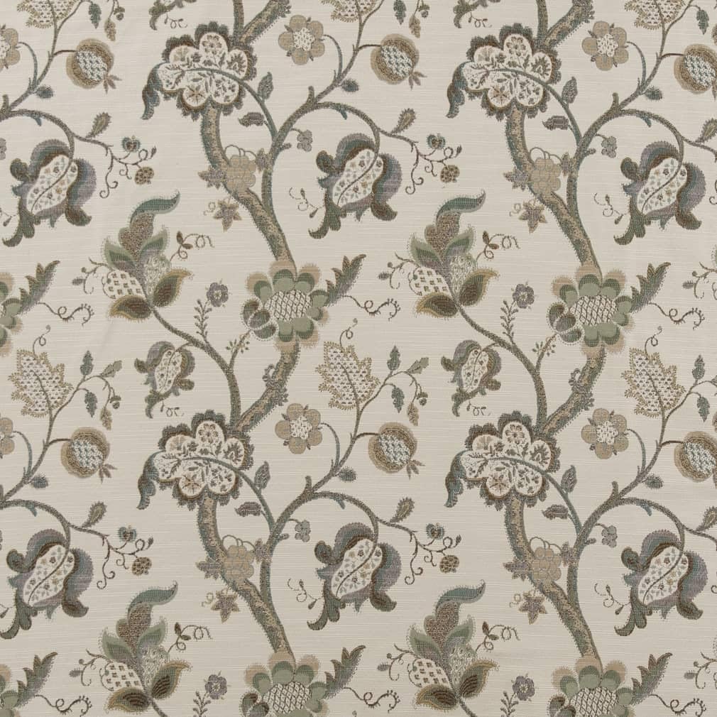 Green Floral Tapestry Woven Pattern Upholstery Fabric by The Yard - SKU: Captiva Celadon