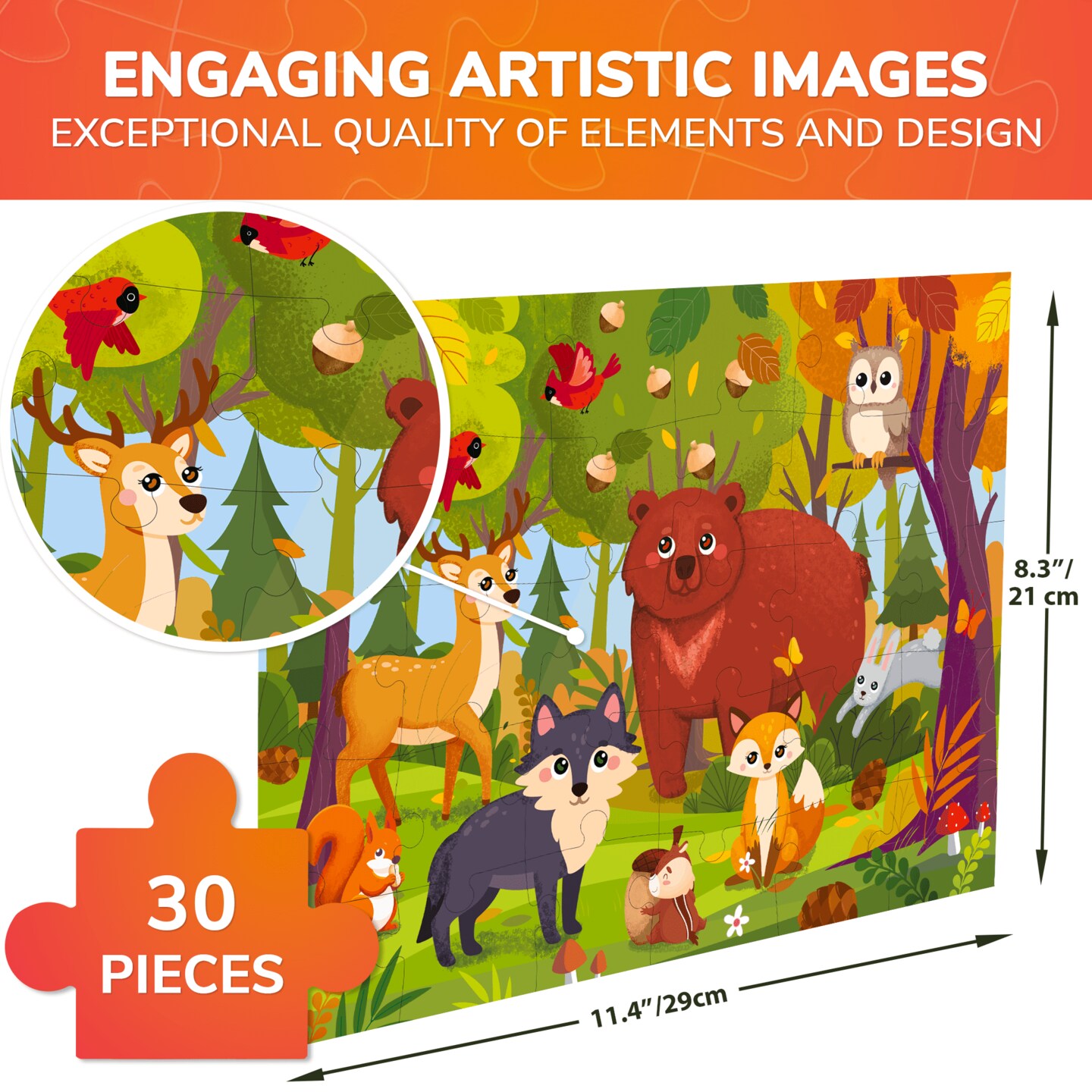 30 Pcs Jigsaw Puzzles for Kids | Forest Animals | Michaels