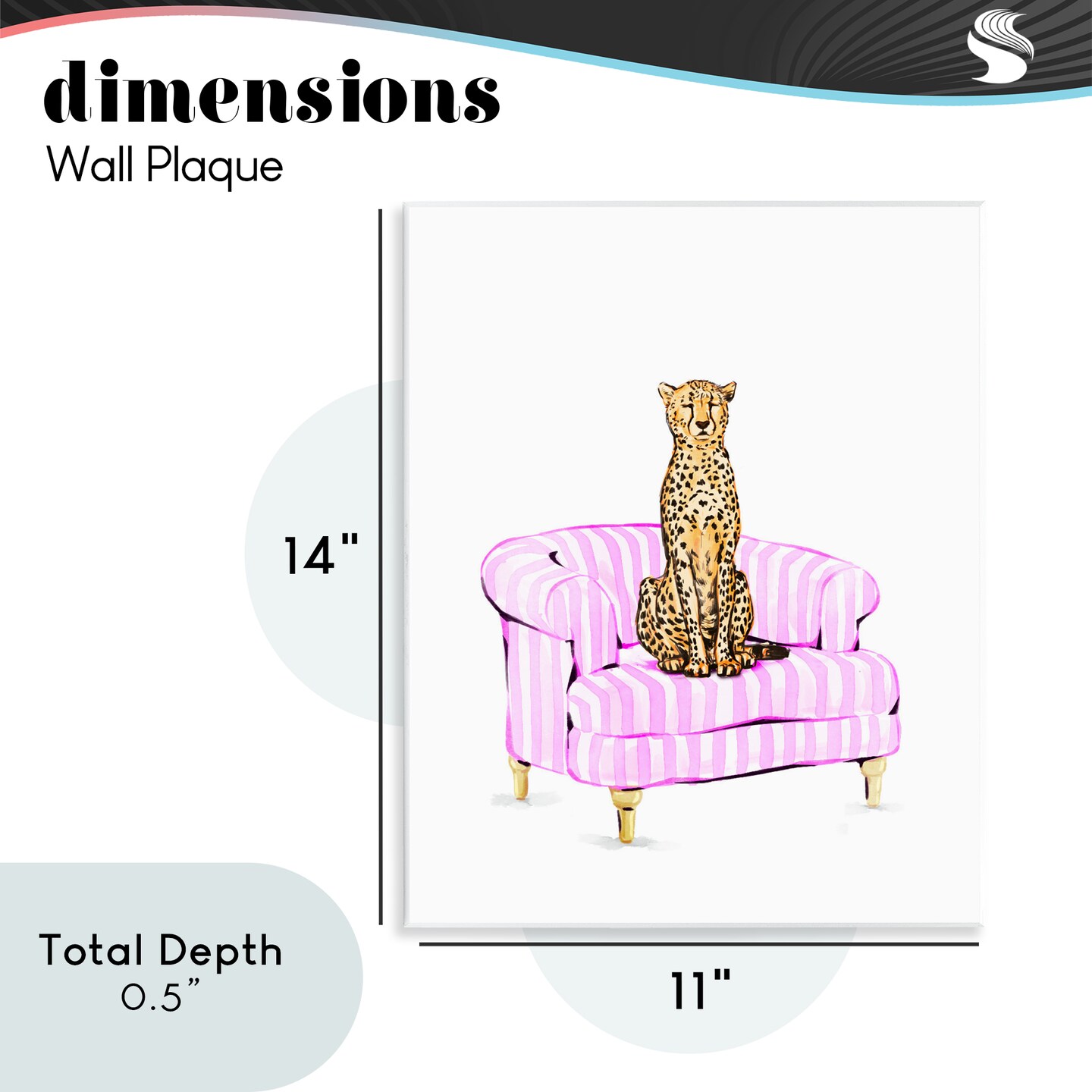 Stupell Industries Cheetah on Pink Stripe Chair Wall Plaque, design by Ziwei Li