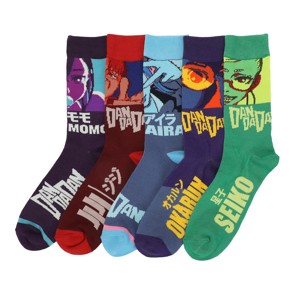 Dandadan Characters Knitted Logos Men's 5-Pack Casual Crew Socks