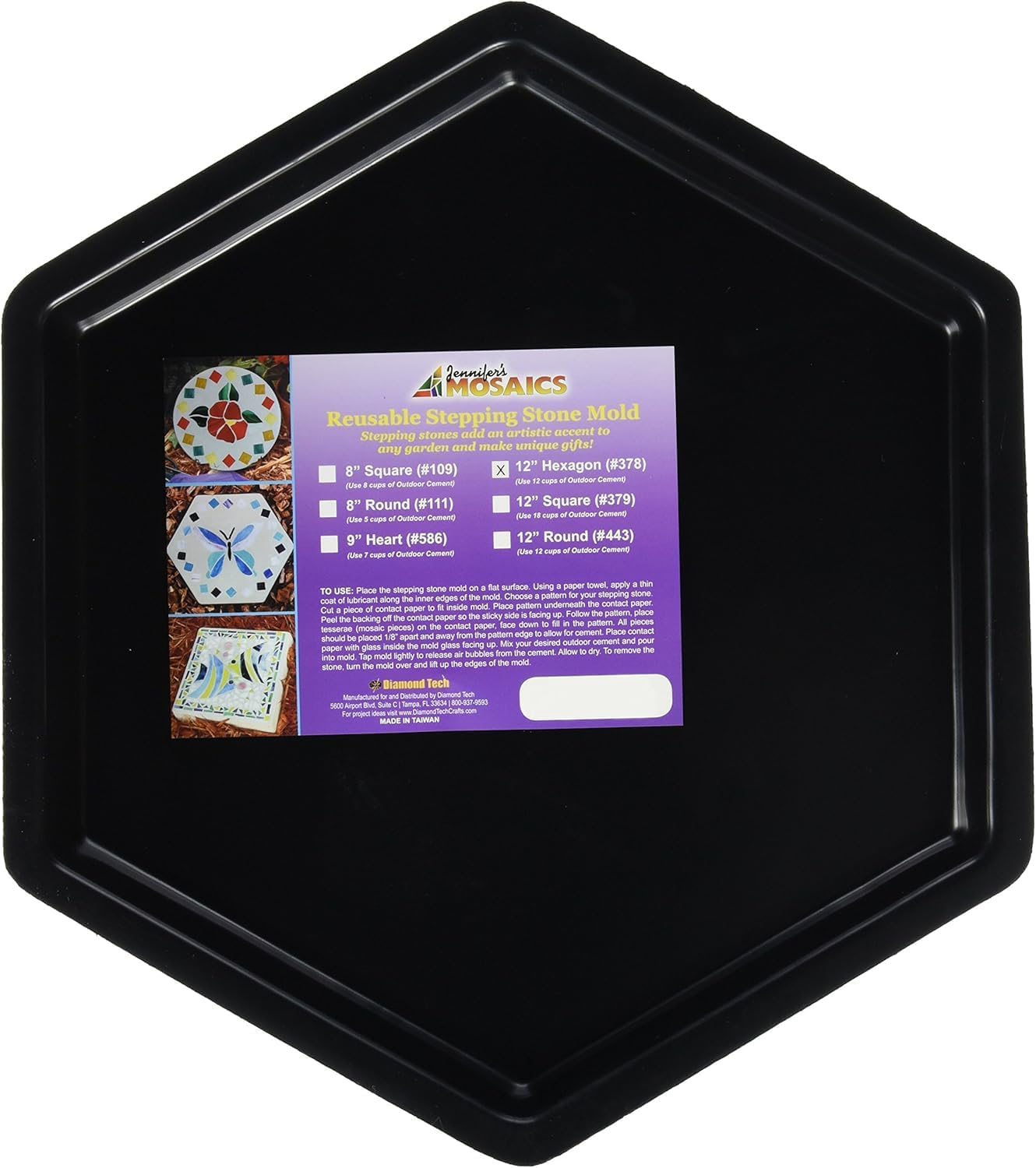 12"Hexagon Mosaic Form Stepping Stone Mold for Garden Walkways, Patios & More