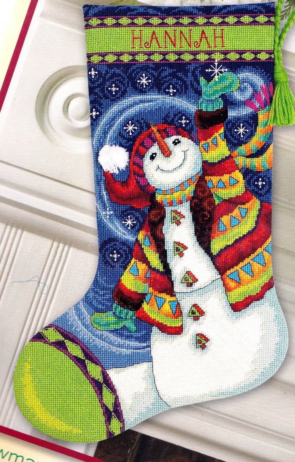 DIY Dimensions Happy Snowman Whimsical Christmas Needlepoint Stocking Kit 09143