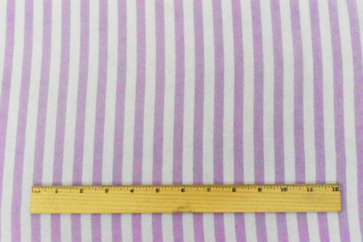 Lilac Purple-White Stripe Printed Poly Chiffon Woven Fabric By the Yard