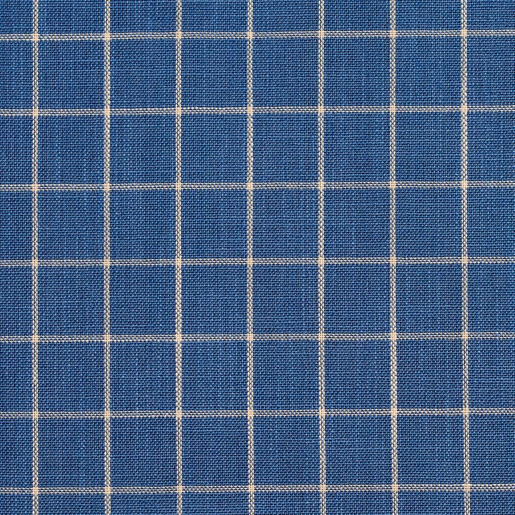 Blue Plaid Small Scale Linen Look Woven Pattern Upholstery Fabric by The Yard - SKU: Haven Wedgewood
