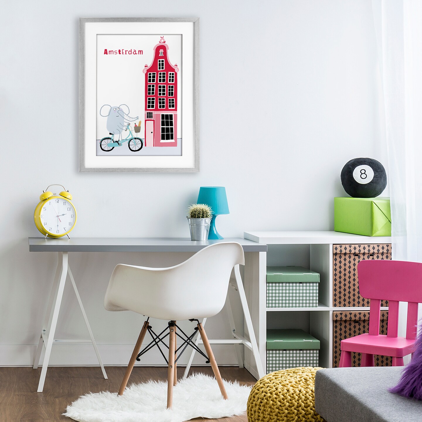 Stupell Industries Elephant & Amsterdam Building Framed Print Under Glass, design by Carla Daly
