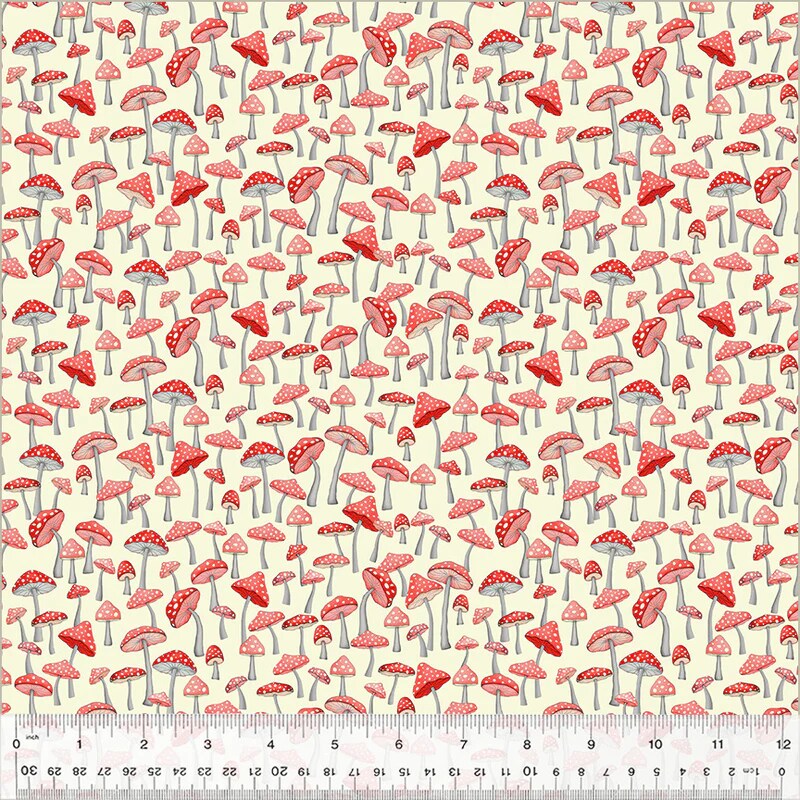 Fabric Windham Red Mushroom Garden Enchanted Woods by the Quarter Yard 54523-9
