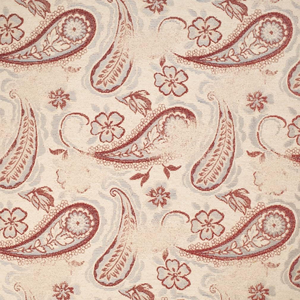 Red Floral Paisley Woven Pattern Upholstery Fabric by The Yard - SKU: Penny Ruby