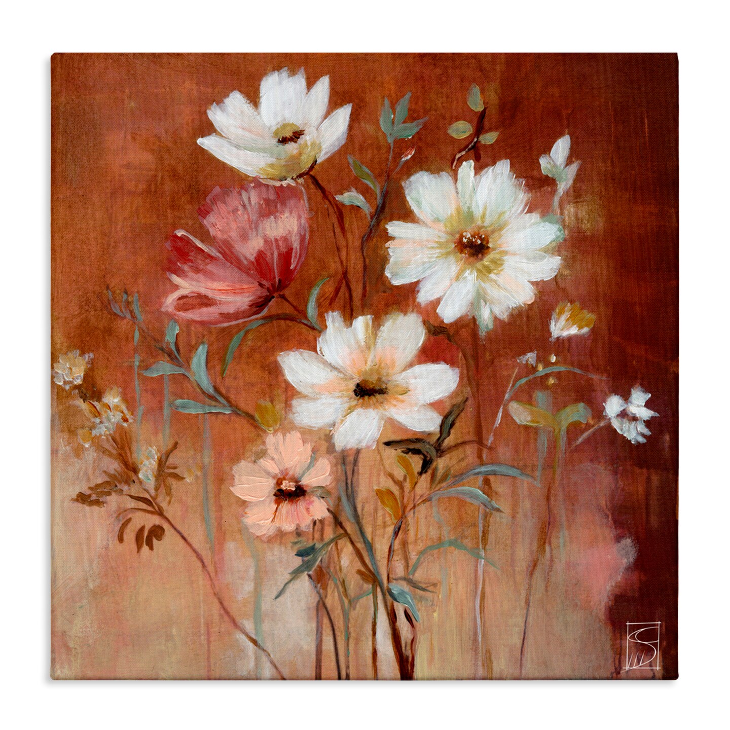 Stupell Industries Mocha Flowers Collection Canvas, design by Sara Culpepper
