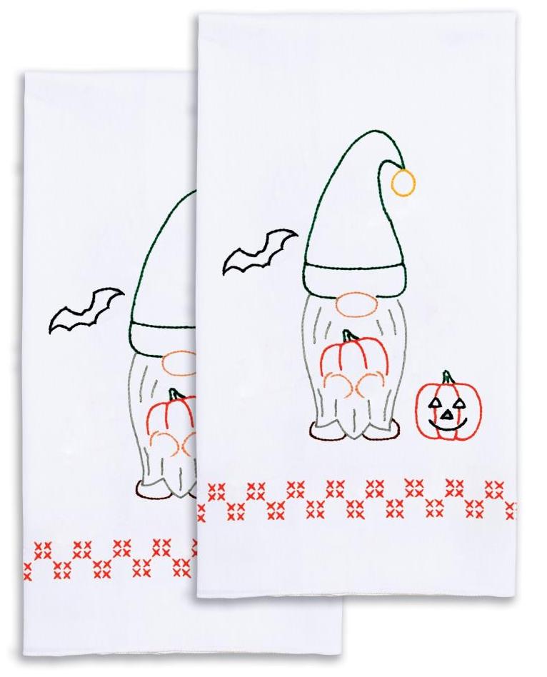 DIY Jack Dempsey Halloween Gnome Fall Stamped Embroidery Hand Towel Kit 320615