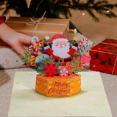 Paper Love Pop Up Christmas Card, 3D Merry Christmas, Gift for Christmas or Holidays, 5" x 7" Cover - Includes Envelope and Removable Note Tag