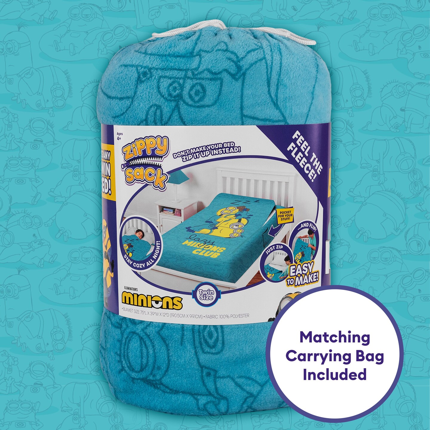 ZippySack Twin Bed Zip-Up Bedding &#x2013; Minions