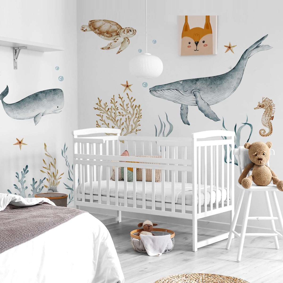 Ocean Wall Decals Watercolor Under The Sea Wild Life Animals Sea